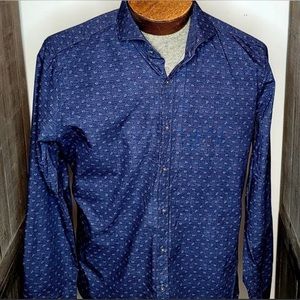 Strellson Slim Fit Button Down blue long sleeved Shirt